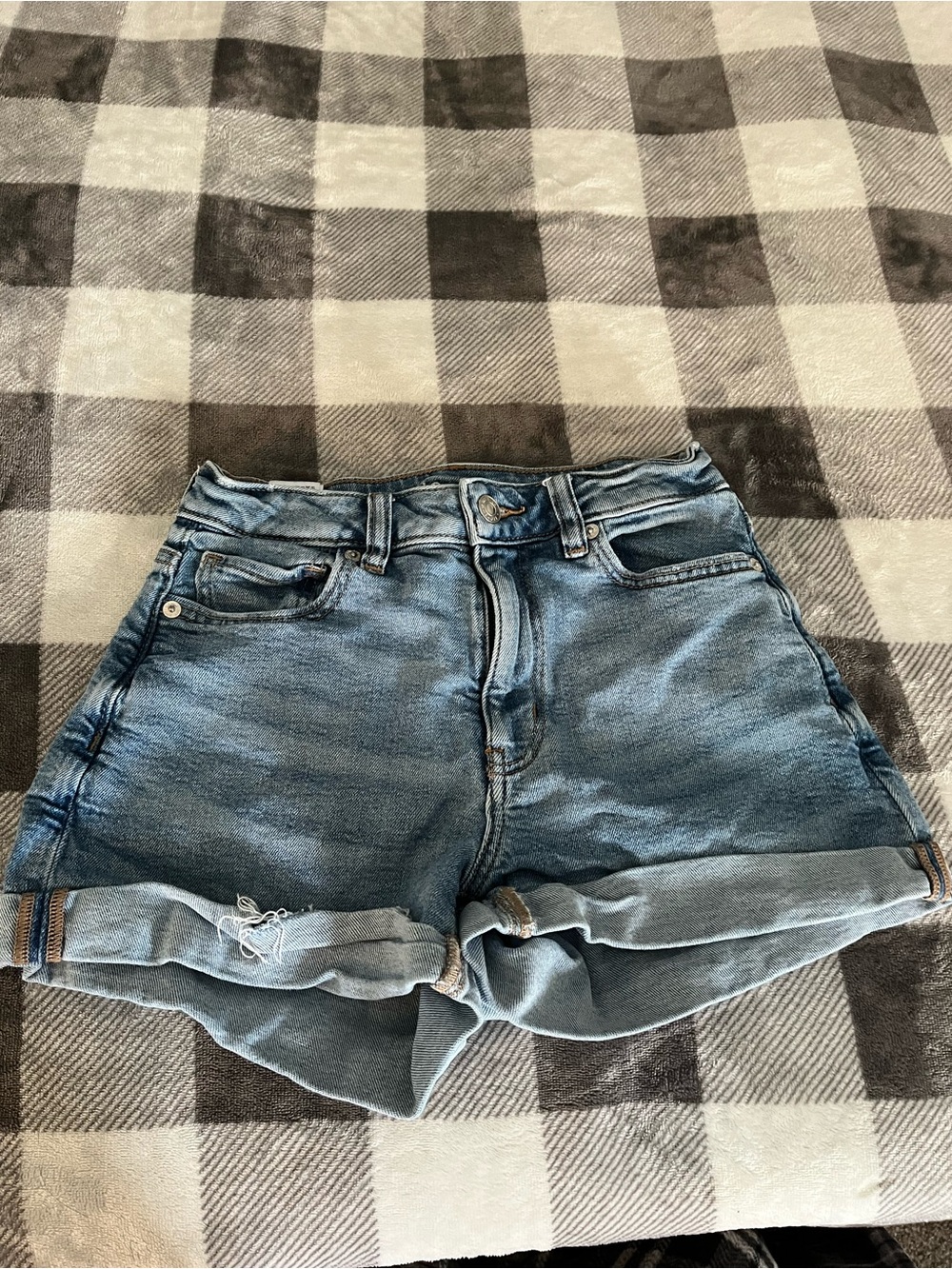 American Eagle Outfitters Light Blue Rolled Hem Denim Shorts